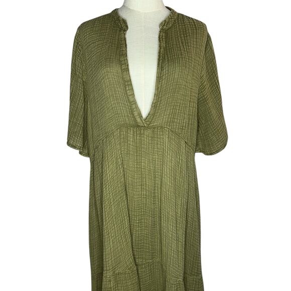NWT Anthropologie The Kallie Flowy Green Moss Maxi Dress Relaxed Fit Size Large - Picture 7 of 12